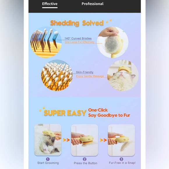 NIB~Self Cleaning Cat/Dog Pet Brush w/Nail Clippers & File Kit - Picture 6 of 15